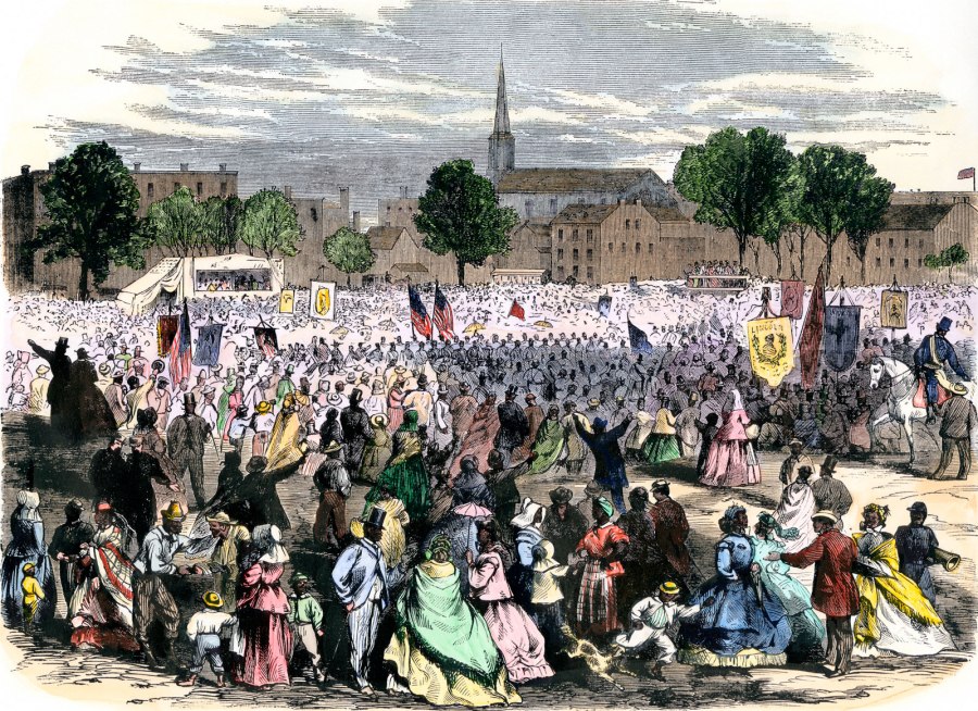 Juneteenth-African-Americans-celebrate-anniversary-end-of-slavery-Washington-DC-1866 color